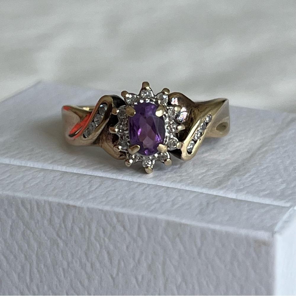 Solid 10k Gold Amethyst Ring Size 8